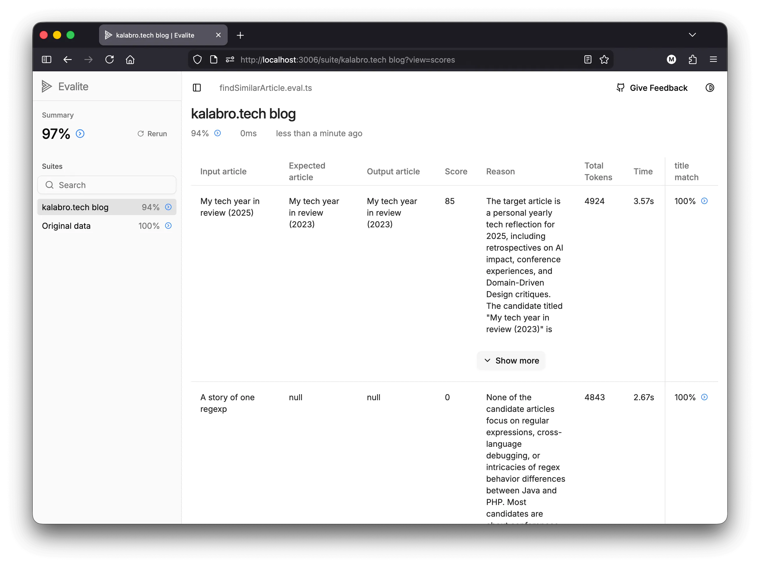 Evalite UI